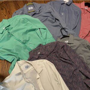 Lot Mizzen & Main of 7 Seven Dress Shirts M Medium Trim BUILD YOUR DREAM CLOSET
